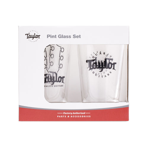 Taylor Pint Glasses w/ Black Logo, Pack of 2