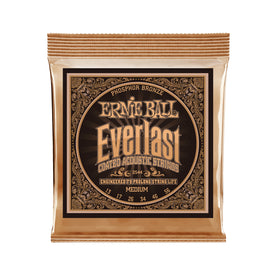 Ernie Ball Everlast Medium Coated Phosphor Bronze Acoustic Guitar Strings, 13-56 (P02544)