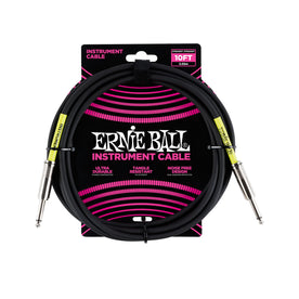 Ernie Ball 10' Straight to Straight Instrument Cable, Black
