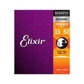 Elixir 11027 Nanoweb 80/20 Bronze Acoustic Guitar Strings, Custom Light, 11-52