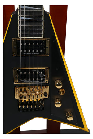 Jackson Custom Shop Randy Rhoads RR24 Electric Guitar, Satin Black w/ Yellow Bevels