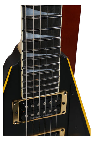 Jackson Custom Shop Randy Rhoads RR24 Electric Guitar, Satin Black w/ Yellow Bevels