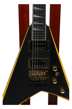 Jackson Custom Shop Randy Rhoads RR24 Electric Guitar, Satin Black w/ Yellow Bevels