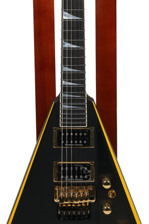 Jackson Custom Shop Randy Rhoads RR24 Electric Guitar, Satin Black w/ Yellow Bevels