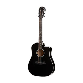 Taylor 250ce Deluxe Dreadnought 12-String Acoustic Guitar w/Case, Black