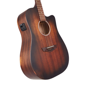 D'Angelico Premier Bowery LS Dreadnought Acoustic Guitar, Aged Mahogany