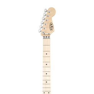 EVH Striped Series Stratocaster Electric Guitar, Maple FB, White w/Black Stripes
