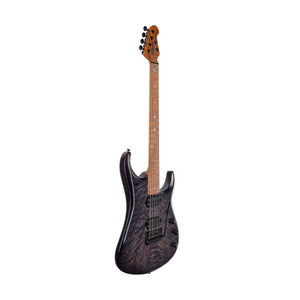 Ernie Ball Music Man JP15 Electric Guitar, Roasted Maple FB, Translucent Black Quilt