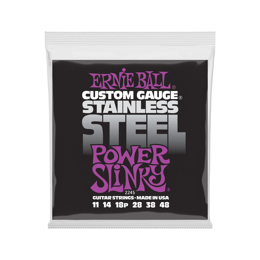 Ernie Ball Power Slinky Stainless Steel Wound Electric Guitar Strings, 11-48