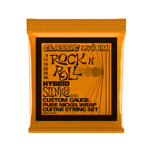 Ernie Ball Hybrid Slinky Classic Rock N Roll Pure Nickel Wrap Electric Guitar Strings, 9-46