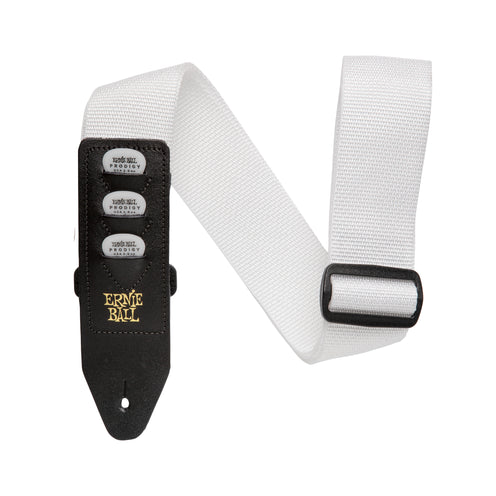 Ernie Ball Pickholder Guitar Strap, White