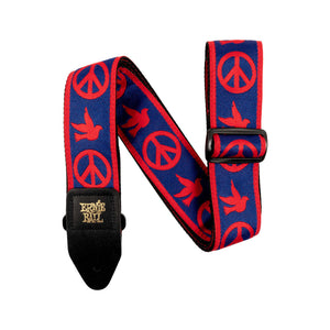 Ernie Ball Peace Love Dove Jacquard Guitar Strap, Red/Blue
