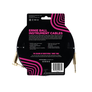 Ernie Ball 10 Feet Braided Straight to Angle Instrument Cable, Black
