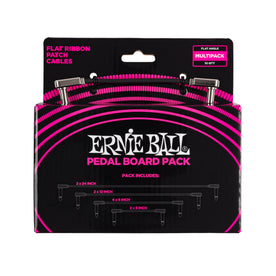 Ernie Ball Flat Ribbon Patch Cables Pedalboard Multi-Pack, Black