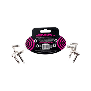 Ernie Ball 6 Inch Right Angle to Right Angle Flat Ribbon Pedalboard Patch Cable, 3-Pack