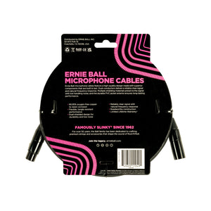 Ernie Ball 20FT Male to Female XLR Microphone Cable, Black