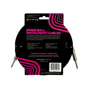 Ernie Ball 18FT Braided Straight to Straight Instrument Cable, Purple Black