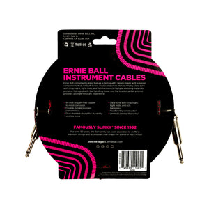 Ernie Ball 18FT Braided Straight to Straight Instrument Cable, Red Black