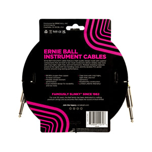 Ernie Ball 15FT PVC Straight to Straight Instrument Cable, Black