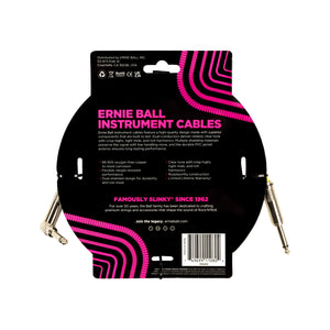 Ernie Ball 15FT PVC Straight to Right Angle Instrument Cable, White