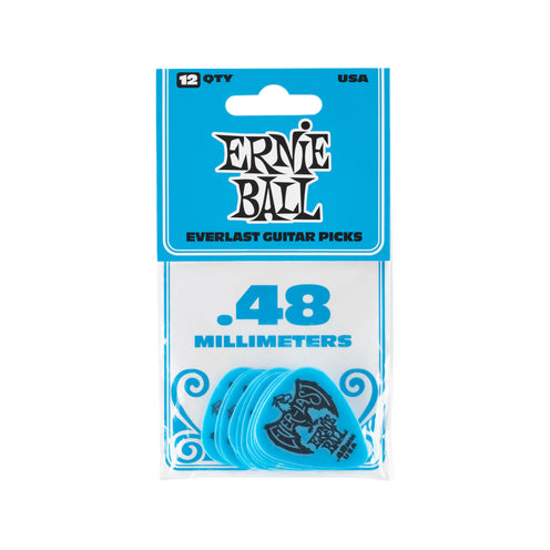 Ernie Ball Everlast Delrin .48mm Guitar Picks, Blue, 12-Pack