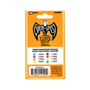 Ernie Ball Everlast Delrin .73mm Guitar Picks, Orange, 12-Pack