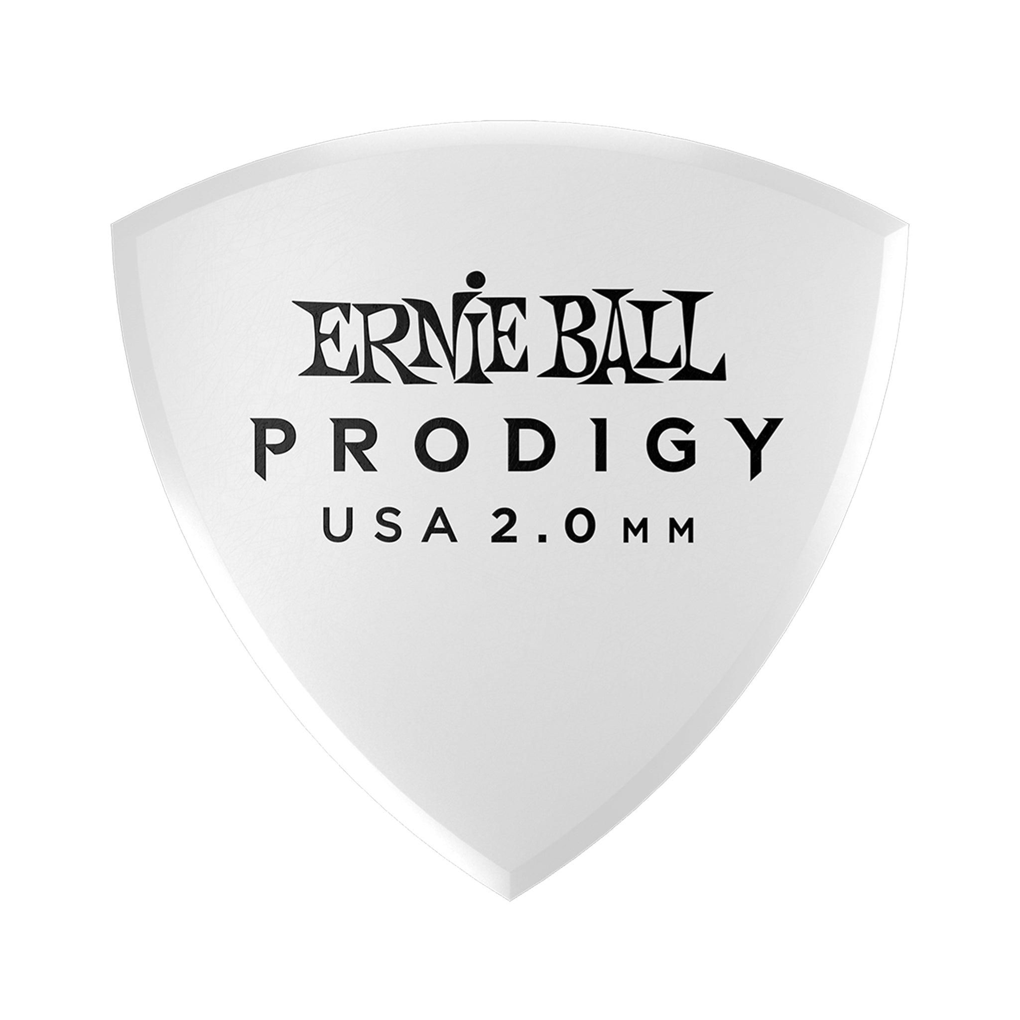 Ernie Ball 2.0mm Large Shield Prodigy Guitar Picks, 6-Pack, White
