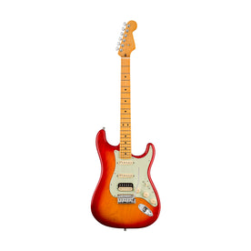 Fender American Ultra HSS Stratocaster Electric Guitar, Maple FB, Plasma Red Burst