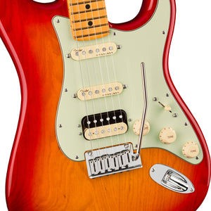 Fender American Ultra HSS Stratocaster Electric Guitar, Maple FB, Plasma Red Burst