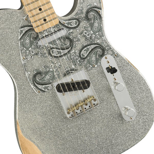 Fender Brad Paisley Road Worn Telecaster Electric Guitar, Maple FB, Silver Sparkle
