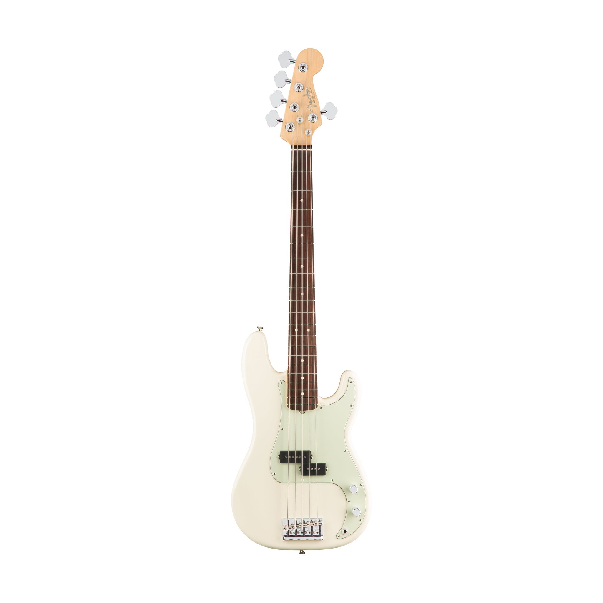 Fender American Professional 5-String Precision Bass Guitar, RW FB, Olympic White
