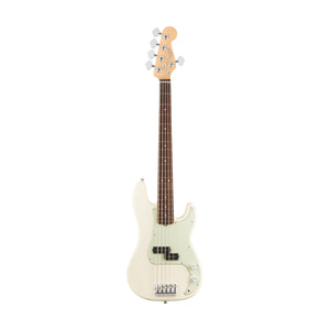 Fender American Professional 5-String Precision Bass Guitar, RW FB, Olympic White