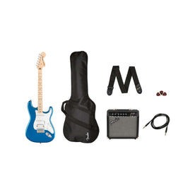 Squier Affinity Series HSS Stratocaster Guitar Pack, Maple FB, Lake Placid Blue, 230V, EU