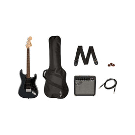 Squier Affinity Series HSS Stratocaster Guitar Pack, Laurel FB, Charcoal Frost Metallic, 230V, EU