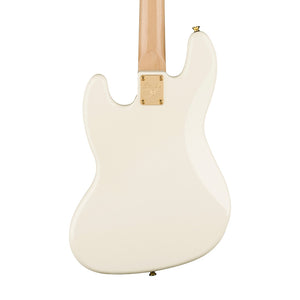 Squier 40th Anniversary Gold Edition Jazz Bass Guitar, Olympic White