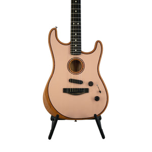 Fender FSR American Acoustasonic Stratocaster Guitar w/Bag, Ebony FB, Shell Pink
