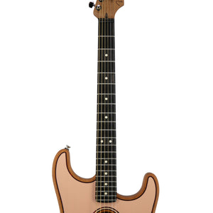 Fender FSR American Acoustasonic Stratocaster Guitar w/Bag, Ebony FB, Shell Pink