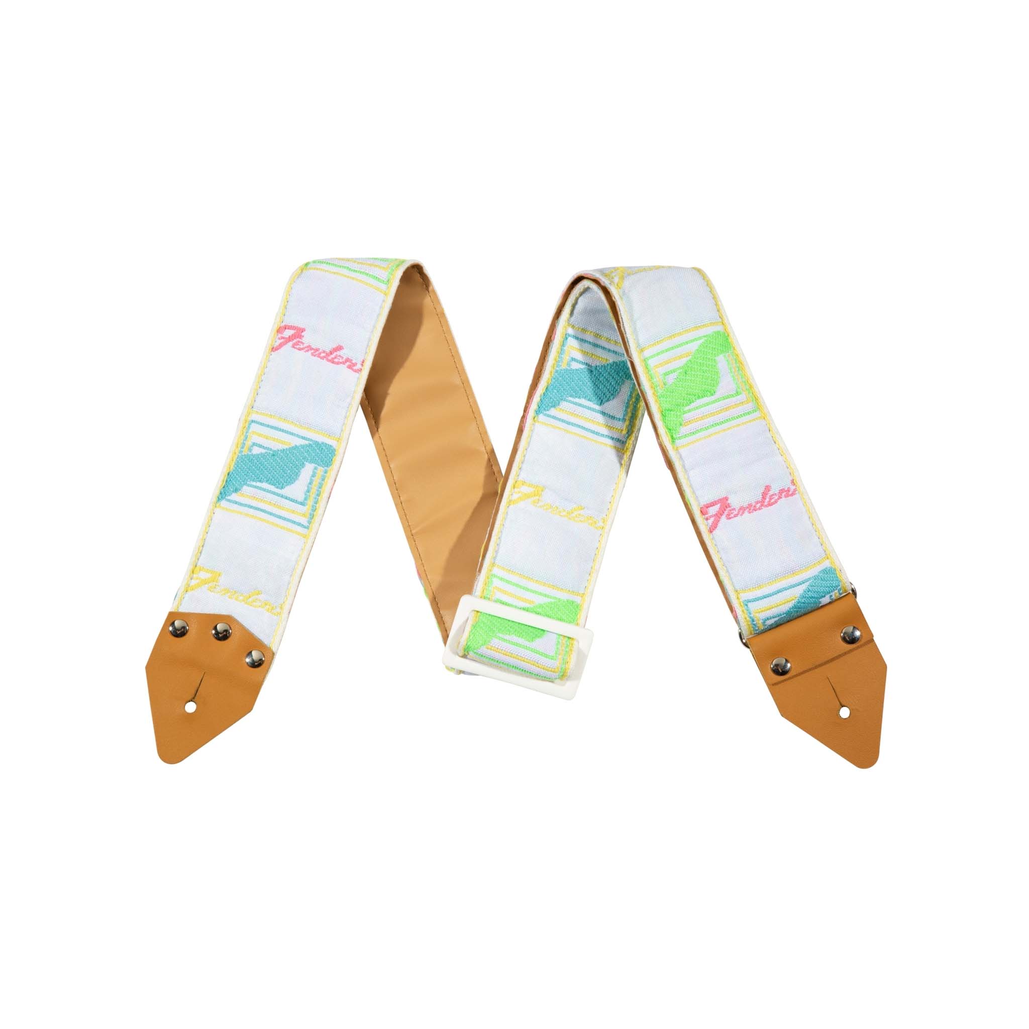 Fender Japan Hama Okamoto Signature Guitar Strap, White/Yellow/Pink/Blue/Grey