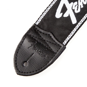 Fender 2 inch Woven Guitar Strap, Silver/Black