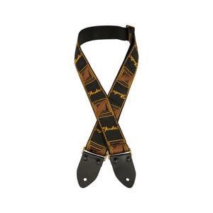 Fender Legacy Monogram Guitar Strap, Black/Yellow/Brown
