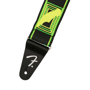 Fender Neon Monogram Guitar Strap, Green/Yellow