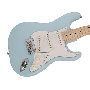Fender Japan Junior Collection Stratocaster Electric Guitar, Maple FB, Satin Daphne Blue