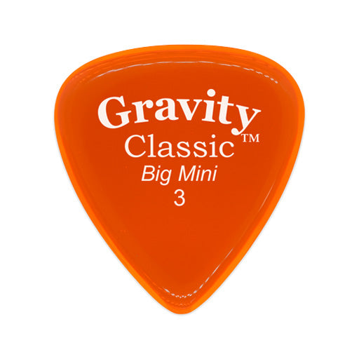Gravity Classic Big Mini 3.0mm Guitar Pick, Polished Orange