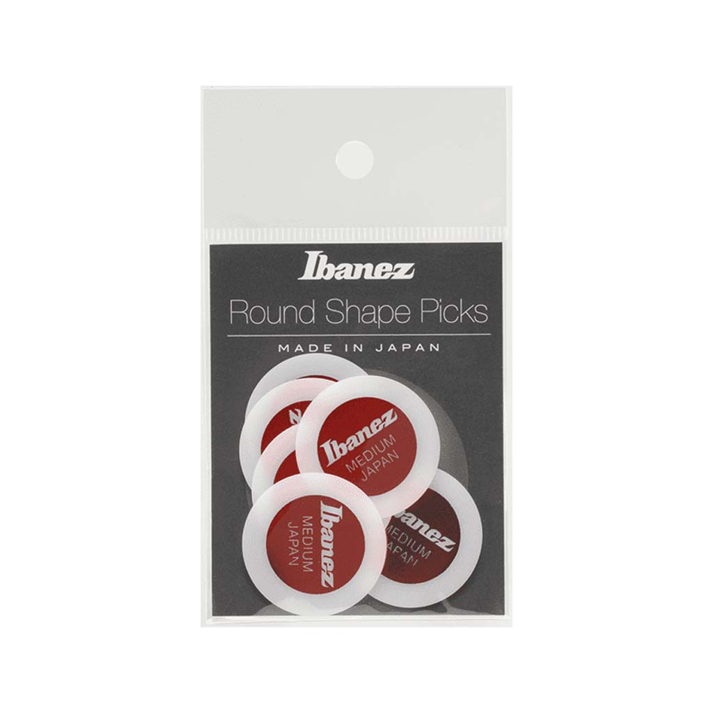 Ibanez PPA1M-WH Round Shape Pick Set, Medium, White, 6pcs
