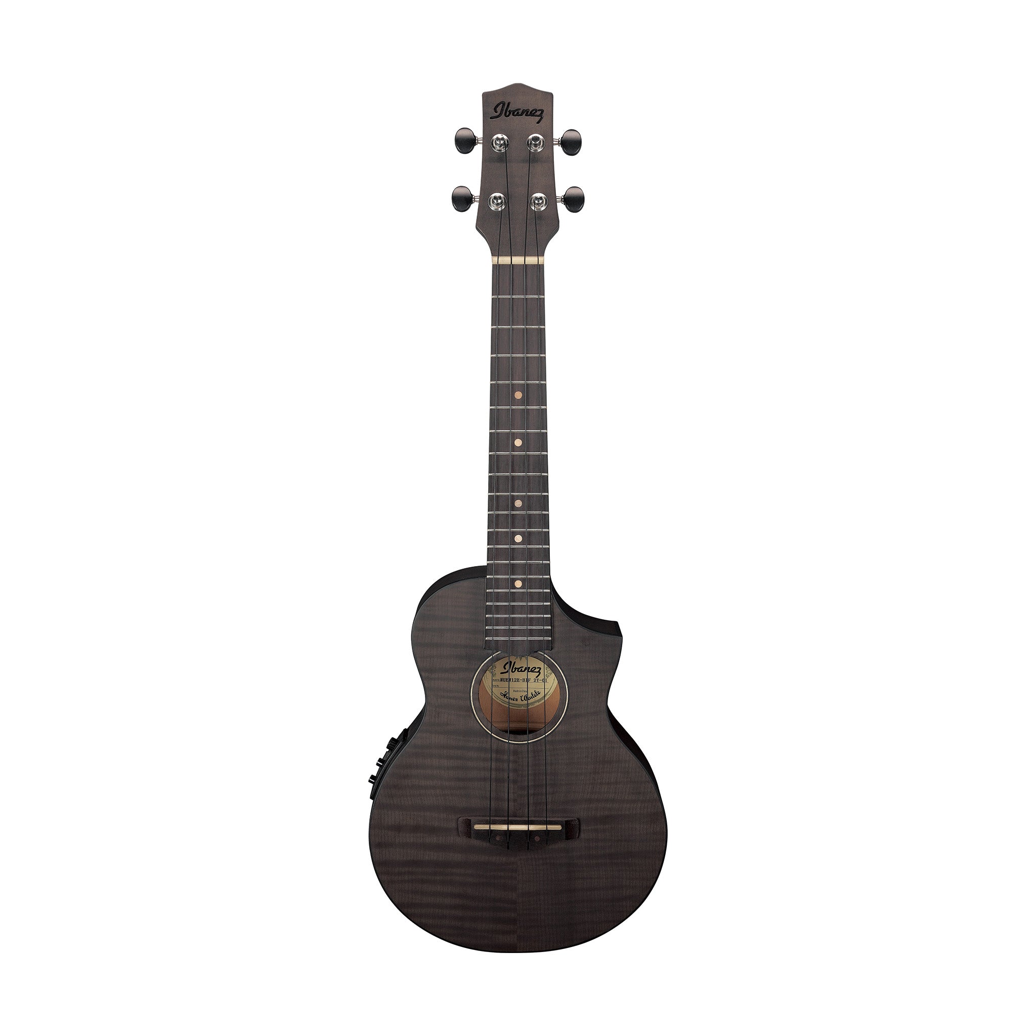 Ibanez UEW12E-BIF Concert Nylon-String Acoustic-Electric Ukulele, Black Ice Flat
