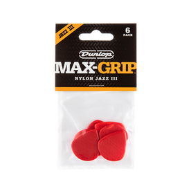 Jim Dunlop 471-3N Max-Grip Jazz III Nylon Pick, 6-Pack