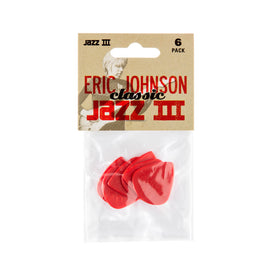 Jim Dunlop 47PEJ3N Eric Johnson Jazz III Red Picks, 6-Pack
