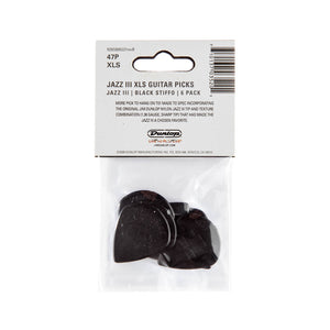 Jim Dunlop 47PXLS Nylon Jazz III XL Guitar Picks, Black Stiffo, 6-Pack