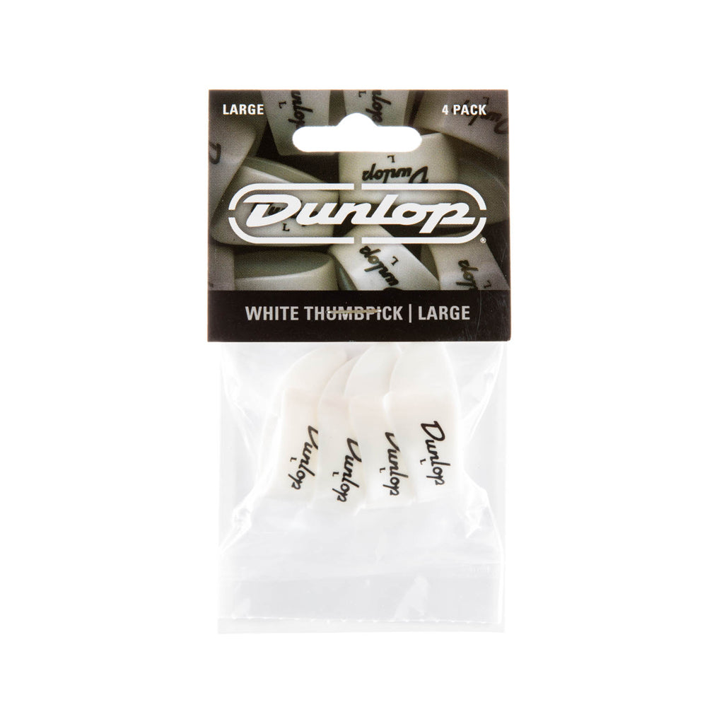 Jim Dunlop 9003P White Thumbpick, Large, 4-Pack