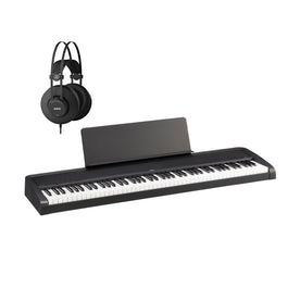 Korg B2 Digital Piano, Black w/ Bench & AKG K52 Headphones Bundle